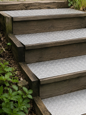 Riffelblech aus Edelstahl an Treppen